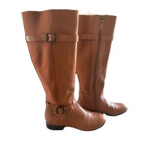 Isaac Mizrahi Live Medium Calf Leather Stretch Riding Boots Women's Size 5M
